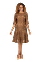 Giovanna <br> (2026) <br> GVD1641 <br> <br> Chocolate <br> 9 10 12 14 16 18<br>  16w 18w 20w 22w 24w 26w<br><br>Ornate Lace Fit-and-Flare Midi Dress