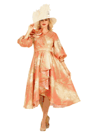 Giovanna <br> (2026) <br> GVD1679 <br> <br> Orange <br> 8 10 12 14 16 18 <br> 16w 18w 20w 22w 24w<br><br>Hi-Lo A-Line Brocade Dress w/Shoulder Flower