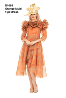 Giovanna <br> (2026) <br> GVD1685 <br> <br> Orange-Multi <br> 8 10 12 14 16 18 20 22<br><br>Orange Ruffle Collar High-Low Organza Dress