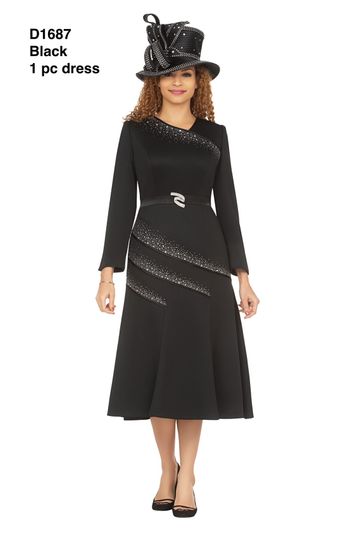 Giovanna <br> (2026) <br> GVD1687 <br> <br> Black <br> 8 10 12 14 16 18 <br> 16w 18w 20w 22w 24w<br><br>Light Scuba A-Line Dress w/Galaxy Stone Decor