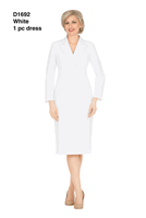 Giovanna <br> (2026) <br> GVD1692-Wh <br> <br> White <br> 8 10 12 14 16 18<br>14w 16w 18w 20w 22w 24w<br><br>Notch Collar Long Sleeve Waisted Sheath Dress