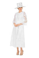 Giovanna <br> (2026) <br> GVD1696-Wh <br> <br> White <br> 8 10 12 14 16 18<br>14w 16w 18w 20w 22w 24w 26w<br><br>Vintage-Inspired Embroidered Lace Midi Dress