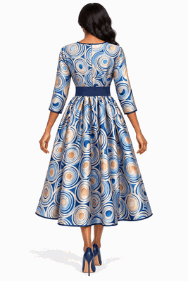 Giovanna <br> (2026) <br> GVD1709-Bl <br> <br> Blue-Multi <br> 8 10 12 14 16 18 20 22<br><br>Blue Swirl Print Belted Silky Twill Midi Dress Giovanna <br> (2026) <br> GVD1709-Bl <br> <br> Blue-Multi <br> 8 10 12 14 16 18 20 22<br><br>Blue Swirl Print Belted Silky Twill Midi Dress