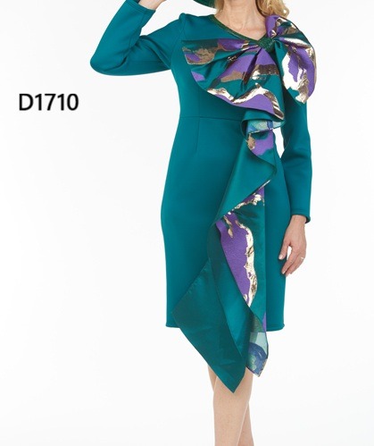 Giovanna <br> (2026) <br> GVD1710 <br> <br> Emerald <br> 8 10 12 14 16 18 <br> 16w 18w 20w 22w 24w<br><br>Scuba Sheath Dress with Statement Bow & Sash