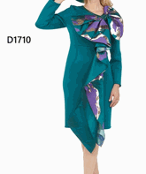 Giovanna <br> (2026) <br> GVD1710 <br> <br> Emerald <br> 8 10 12 14 16 18 <br> 16w 18w 20w 22w 24w<br><br>Scuba Sheath Dress with Statement Bow & Sash