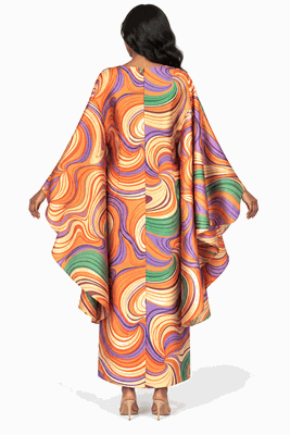 Giovanna <br> (2026) <br> GVD1711-Or <br> <br> Orange-Multi <br> 8 10 12 14 16 18 20 22<br><br>Retro Swirl Print Silky Twill Kaftan Maxi Dress Giovanna <br> (2026) <br> GVD1711-Or <br> <br> Orange-Multi <br> 8 10 12 14 16 18 20 22<br><br>Retro Swirl Print Silky Twill Kaftan Maxi Dress