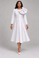 Giovanna <br> (2026) <br> GVD1717-Wh <br> <br> White <br> 8 10 12 14 16 18<br>16w 18w 20w 22w 24w 26w<br><br>Statement Shoulder Bow A-Line Midi Dress