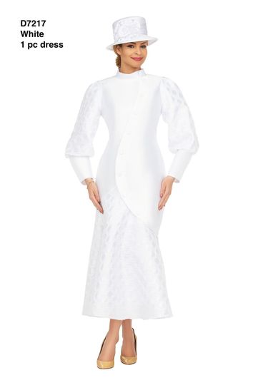 Giovanna <br> (2026) <br> GVD7217 <br> <br> White <br> 8 10 12 14 16 18 20 22 24<br><br>Silky Twill Bubble Sleeve Asymmetric Dress