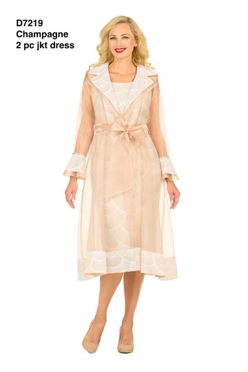 Giovanna <br> (2026) <br> GVD7219 <br> <br> Champagne <br> 8 10 12 14 16 18 20 22 24<br><br>2pc Sequined Sheath Dress w/Sheer Organza Jacket