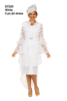 Giovanna <br> (2026) <br> GVD7220-Wh <br> <br> White <br> 8 10 12 14 16 18<br>16w 18w 20w 22w 24w<br><br>Lace Hi-Lo 2 Piece Jacket Dress w/ Flounce Sleeves