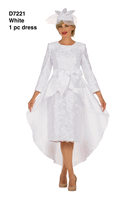 Giovanna <br> (2026) <br> GVD7221-Wh <br> <br> White <br> 8 10 12 14 16 18<br>16w 18w 20w 22w 24w 26w<br><br>Sequin Lace Hi-Lo Dress w/ Statement Bow Waist