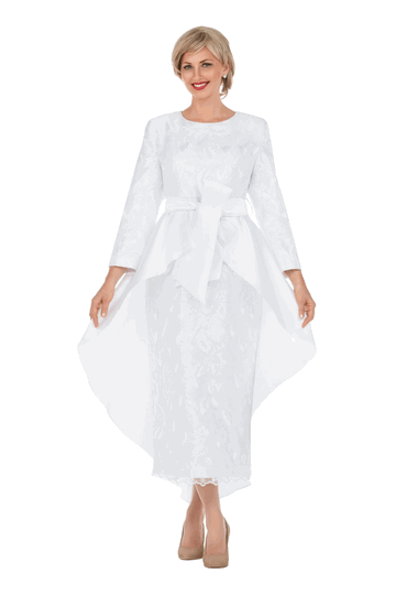Giovanna <br> (2026) <br> GVD7221L <br> <br> White <br> 8 10 12 14 16 18 <br> 14w 16w 18w 20w 22w 24w 26w<br><br>Graceful Radiance Sequined Lace Gown w/ Waist Cape