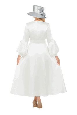 Giovanna <br> (2026) <br> GVD7224 <br> <br> White <br> 8 10 12 14 16 18<br><br>Belted A-line Dress w/ Beaded Embroidery