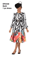 Giovanna <br> (2026) <br> GVDP2448 <br> <br> Multi-Colors <br> 8 10 12 14 16 18 20 22 24<br><br>Bold Zebra Floral Silky Twill Tea-Length Dress