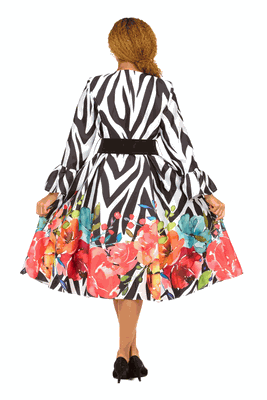 Giovanna <br> (2026) <br> GVDP2448 <br> <br> Multi-Colors <br> 8 10 12 14 16 18 20 22 24<br><br>Bold Zebra Floral Silky Twill Tea-Length Dress Giovanna <br> (2026) <br> GVDP2448 <br> <br> Multi-Colors <br> 8 10 12 14 16 18 20 22 24<br><br>Bold Zebra Floral Silky Twill Tea-Length Dress