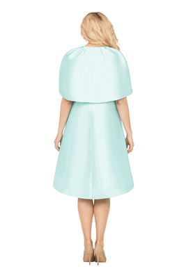 Giovanna <br> (2026) <br> GVDP2453 <br> <br> Blue <br> S M L XL 1X 2X 3X<br><br>Embellished Cape Jacket & Geometric Sheath Dress Set