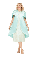 Giovanna <br> (2026) <br> GVDP2453 <br> <br> Blue <br> S M L XL 1x 2x 3x<br><br>Embellished Cape Jacket & Geometric Sheath Dress Set