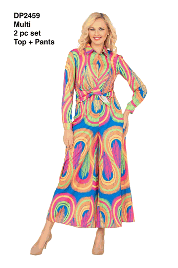Giovanna <br> (2026) <br> GVDP2459 <br> <br> Multi-Colors <br> S M L XL 1X 2X 3X<br><br>Colorful Confidence Printed 2-pc Pants Set