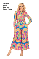 Giovanna <br> (2026) <br> GVDP2459 <br> <br> Multi-Colors <br> S M L XL 1X 2X 3X<br><br>Colorful Confidence Printed 2-pc Pants Set