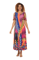 Giovanna <br> (2026) <br> GVDP2460-Re <br> <br> Red-Multi <br> S M L XL 1x 2x 3x<br><br>Vibrant Printed Cold-Shoulder Maxi Dress