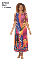 Giovanna <br> (2026) <br> GVDP2460 <br> <br> Red-Multi <br> S M L XL 1X 2X 3X<br><br>Vibrant Printed Cold-Shoulder Maxi Dress