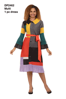 Giovanna <br> (2026) <br> GVDP2462 <br> <br> Multi-Colors <br> S M L XL 1X 2X<br><br>Artistic Colorblock Pleated Shirt Dress with Belt