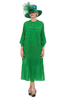 Giovanna <br> (2026) <br> GVDP2463 <br> <br> Green <br> S M L XL 1x 2x<br><br>Modern Elegance Beaded Midi Dress in Pleats