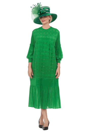 Giovanna <br> (2026) <br> GVDP2463 <br> <br> Green <br> S M L XL 1x 2x<br><br>Modern Elegance Beaded Midi Dress in Pleats