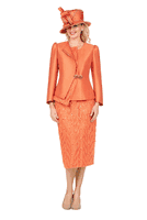 Giovanna <br> (2026) <br> GVG1152 <br> <br> Burnt-Orange <br> 8 10 12 14 16 18 <br> 14w 16w 18w 20w 22w 24w <br><br>2pc Silky Twill Jacket & Sequined Lace Skirt Suit