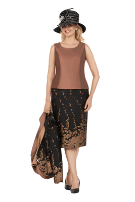 Giovanna <br> (2026) <br> GVG1154 <br> <br> Pink-Multi <br> 8 10 12 14 16 18 <br> 14w 16w 18w 20w 22w 24w<br><br>3pc Floral Print Brocade Peplum Jacket Skirt Suit