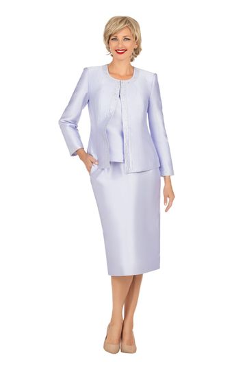 Giovanna <br> (2026) <br> GVG1227 <br> <br> Lilac <br> 8 10 12 14 16 18 <br> 16w 18w 20w 22w 24w 26w <br><br>3pc Silky Twill Skirt Suit w/Meteoric Stones