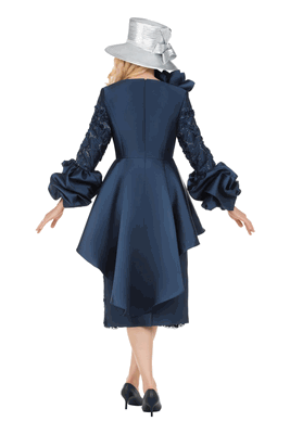 Giovanna <br> (2026) <br> GVG1345 <br> <br> Navy <br> 8 10 12 14 16 18 <br> 16w 18w 20w 22w 24w 26w<br><br>Sculpted Elegance Floral Lace 2pc Skirt Suit