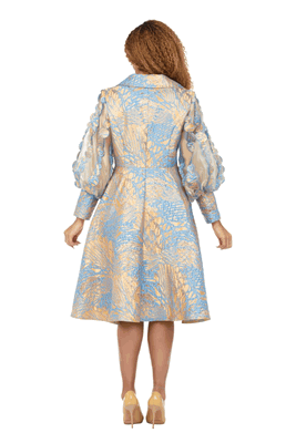 Giovanna <br> (2026) <br> GVG1347 <br> <br> Blue/Gold <br> 10 12 14 16 18 <br> 16w 18w 20w 22w 24w<br><br>Metallic Brocade Organza Sleeve Belted Coat Giovanna <br> (2026) <br> GVG1347 <br> <br> Blue/Gold <br> 10 12 14 16 18 <br> 16w 18w 20w 22w 24w<br><br>Metallic Brocade Organza Sleeve Belted Coat