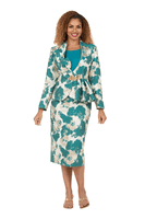 Giovanna <br> (2026) <br> GVG1348 <br> <br> Green-Multi <br> 8 10 12 14 16 18 20 22<br><br>Emerald Opulence Brocade 3pc Skirt Suit
