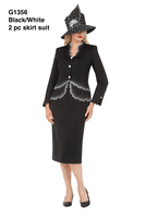 Giovanna <br> (2026) <br> GVG1356 <br> <br> Black/White <br> 8 10 12 14 16 18 20<br><br>Black & White Crystal Zigzag Premium Scuba 2pc Suit