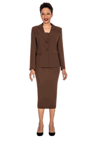 Giovanna <br> (2026) <br> GVS0710 <br> <br> Chocolate <br> 8 10 12 14 16 18 <br> 14w 16w 18w 20w 22w 24w 26w<br><br>Classic Two-Button Blazer & Midi Skirt Suit Set