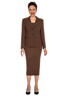 Giovanna <br> (2026) <br> GVS0710-Ch <br> <br> Chocolate <br> 8 10 12 14 16 18<br>14w 16w 18w 20w 22w 24w 26w<br><br>Classic Two-Button Blazer & Midi Skirt Suit Set