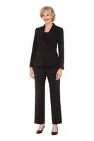 Giovanna <br> (2026) <br> GVs0740 <br> <br> Black/Purple/PinStripe <br> 8 10 12 14 16 18 <br> 14w 16w 18w 20w 22w 24w 26w<br><br>Classic Tailored 2Pc Pant Suit with Notch Collar