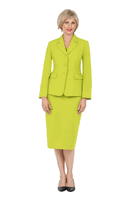 Giovanna <br> (2026) <br> GVs0743 <br> <br> Lime <br> 8 10 12 14 16 18 <br> 14w 16w 18w 20w 22w 24w 26w<br><br>2pc Notch Layered Collar 3-Button Skirt Suit