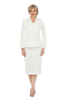 Giovanna <br> (2026) <br> GVs0743 <br> <br> Off-White <br> 8 10 12 14 16 18 <br> 14w 16w 18w 20w 22w 24w 26w<br><br>2pc Notch Layered Collar 3-Button Skirt Suit