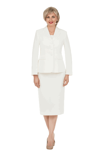 Giovanna <br> (2026) <br> GVs0743 <br> <br> Off-White <br> 8 10 12 14 16 18 <br> 14w 16w 18w 20w 22w 24w 26w<br><br>2pc Notch Layered Collar 3-Button Skirt Suit