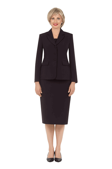 Giovanna <br> (2026) <br> GVs0743 <br> <br> Plum <br> 8 10 12 14 16 18 <br> 14w 16w 18w 20w 22w 24w 26w<br><br>2pc Notch Layered Collar 3-Button Skirt Suit