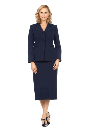Giovanna <br> (2026) <br> GVS0824 <br> <br> Navy <br> 8 10 12 14 16 18 <br> 14w 16w 18w 20w 22w 24w 26w<br><br>2pc Vintage Lapel 3-button Skirt Suit