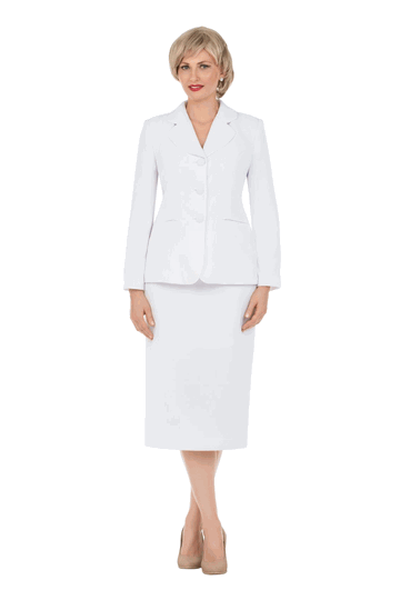 Giovanna <br> (2026) <br> GVS0824 <br> <br> White <br> 8 10 12 14 16 18 <br> 14w 16w 18w 20w 22w 24w 26w<br><br>2pc Vintage Lapel 3-button Skirt Suit
