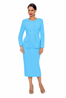 Giovanna <br> (2026) <br> GVS0902-Tu <br> <br> Turquoise <br> 8 10 12 14 16 18<br>14w 16w 18w 20w 22w 24w 26w<br><br>2 Piece Double Breasted Tiered Peplum Jacket Skirt Suit
