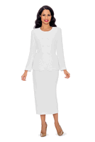 Giovanna <br> (2026) <br> GVS0902-Wh <br> <br> White <br> 8 10 12 14 16 18<br>14w 16w 18w 20w 22w 24w 26w 28w<br><br>2 Piece Double Breasted Tiered Peplum Jacket Skirt Suit