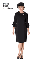 Giovanna <br> (2026) <br> GVD1518-Bl <br> <br> Black <br> 8 10 12 14 16 18<br>14w 16w 18w 20w 22w 24w 26w<br><br>Draped Collar Bell Sleeve Shift Dress