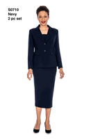 Giovanna <br> (2026) <br> GVS0710-Na <br> <br> Navy <br> 8 10 12 14 16 18<br>14w 16w 18w 20w 22w 24w 26w<br><br>Classic Two-Button Blazer & Midi Skirt Suit Set