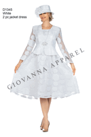 Giovanna <br> (2026) <br> GVD1345-Wh <br> <br> White <br> 14w 16w 18w 20w 22w 24w 26w 28w<br><br>2 Piece Rose Organza A-line Bolero Jacket Dress