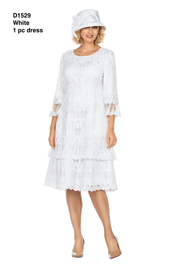 Giovanna <br> (2026) <br> GVD1529 <br> <br> White <br> 8 10 12 14 16 18 <br> 16w 18w 20w 22w 24w 26w<br><br>Elegant A-Line Tiered Lace Dress